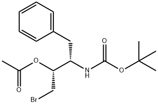 Carbamic acid, [(1S,2R)-2-(acetyloxy)-3-bromo-1-(phenylmethyl)propyl]-, 1,1-dimethylethyl ester (9CI) Struktur