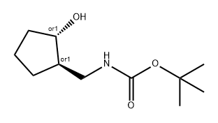 Carbamic acid, N-[[(1R,2S)-2-hydroxycyclopentyl]methyl]-, 1,1-dimethylethyl ester, rel- Struktur