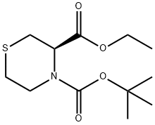 4-(1,1-Dimethylethyl) 3-ethyl (3R)-3,4-thiomorpholinedicarboxylate Struktur