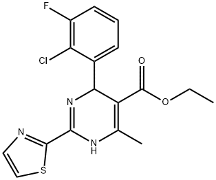 4-(2-氯-3-氟苯基)-6-甲基-2-(噻唑-2-基)-1,4-二氢嘧啶-5-羧酸乙酯, 2007949-87-1, 结构式