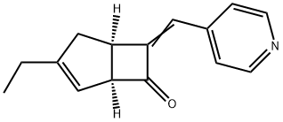 Bicyclo[3.2.0]hept-3-en-6-one, 3-ethyl-7-(4-pyridinylmethylene)-, (1R,5S)- Struktur