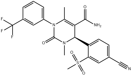 (S)-4-(4-cyano-2-(methylsulfonyl)phenyl)-3,6-dimethyl-2-oxo-1-(3-(trifluoromethyl)phenyl)-1,2,3,4-tetrahydropyrimidine-5-carboxamide 结构式