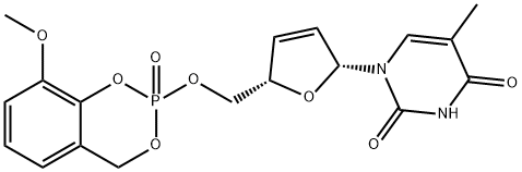 Thymidine, 2',3'-didehydro-3'-deoxy-5'-O-(8-methoxy-2-oxido-4H-1,3,2-benzodioxaphosphorin-2-yl)- (9CI) Struktur