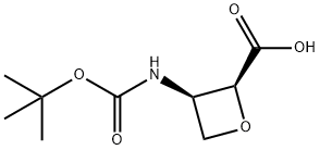 (2S,3R)-3-((叔丁氧基羰基)氨基)氧杂环丁烷-2-羧酸,2012574-98-8,结构式