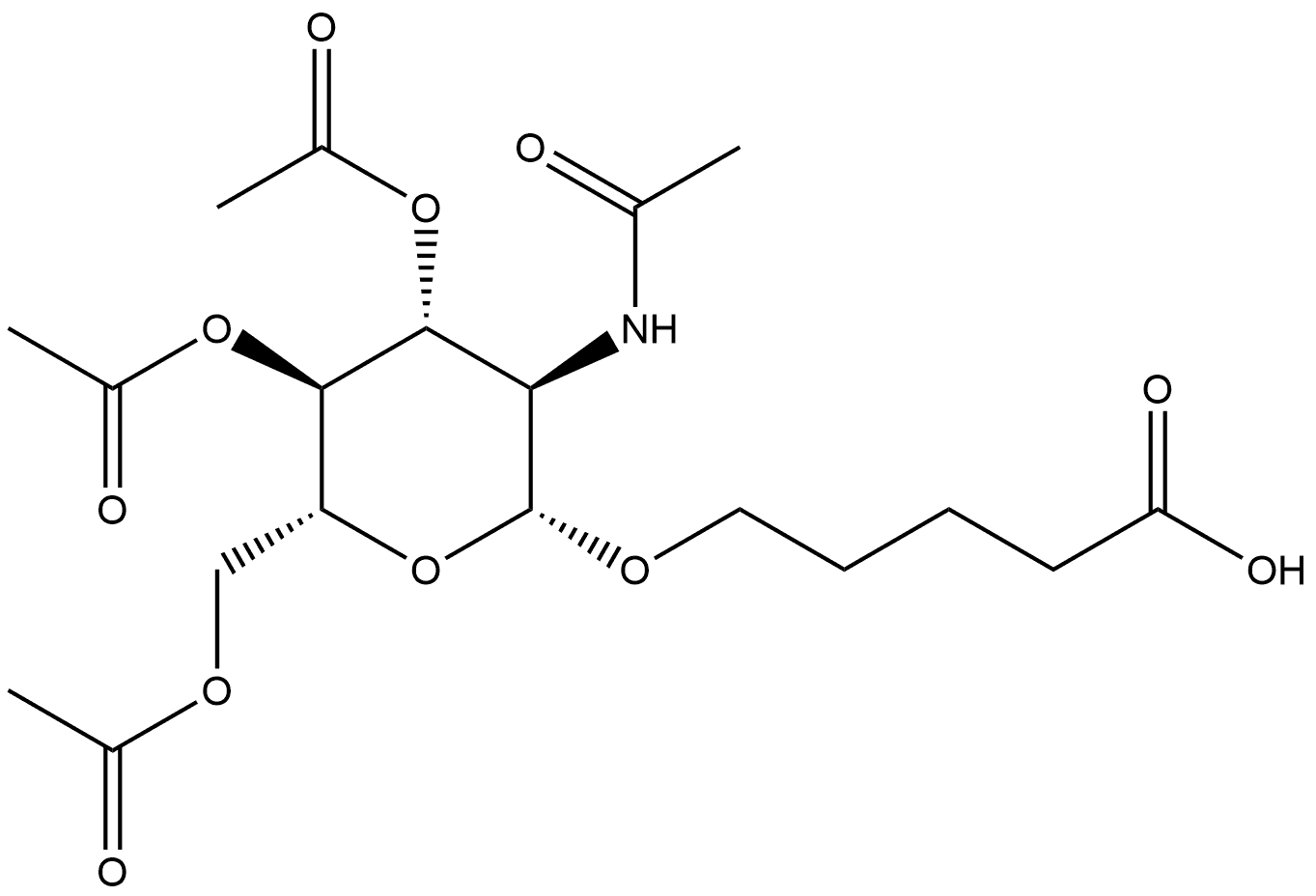 Pentanoic acid, 5-[[3,4,6-tri-O-acetyl-2-(acetylamino)-2-deoxy-β-D-glucopyranosyl]oxy]- Struktur