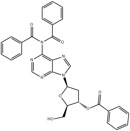 Adenosine, N,N-dibenzoyl-2'-deoxy-, 3'-benzoate 结构式