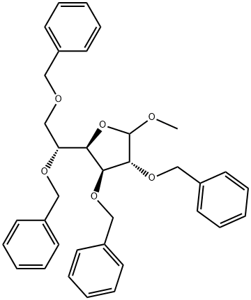 D-Glucofuranoside, methyl 2,3,5,6-tetrakis-O-(phenylmethyl)-,201603-51-2,结构式