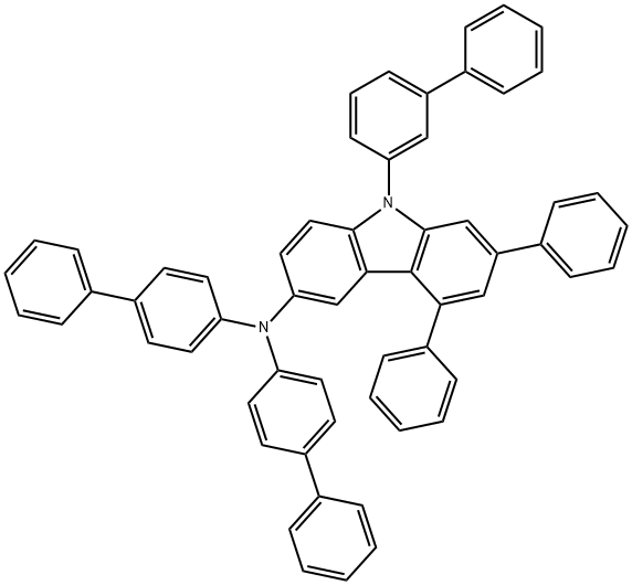 9H-Carbazol-3-amine, 9-[1,1'-biphenyl]-3-yl-N,N-bis([1,1'-biphenyl]-4-yl)-5,7-diphenyl- Structure