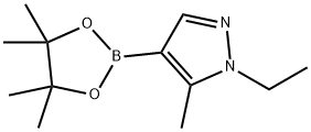 1-ethyl-5-methyl-4-(4,4,5,5-tetramethyl-1,3,2-dioxa borolan-2-yl)-1H-pyrazole 化学構造式