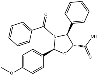 5-Oxazolidinecarboxylic acid, 3-benzoyl-2-(4-methoxyphenyl)-4-phenyl-, (2S,4S,5R)-,202390-86-1,结构式