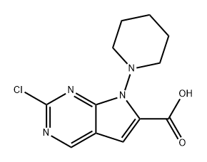 7H-Pyrrolo[2,3-d]pyrimidine-6-carboxylic acid, 2-chloro-7-(1-piperidinyl)- 化学構造式