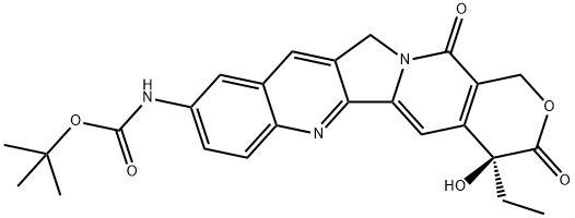 Carbamic acid, N-[(4S)-4-ethyl-3,4,12,14-tetrahydro-4-hydroxy-3,14-dioxo-1H-pyrano[3',4':6,7]indolizino[1,2-b]quinolin-9-yl]-, 1,1-dimethylethyl ester Structure