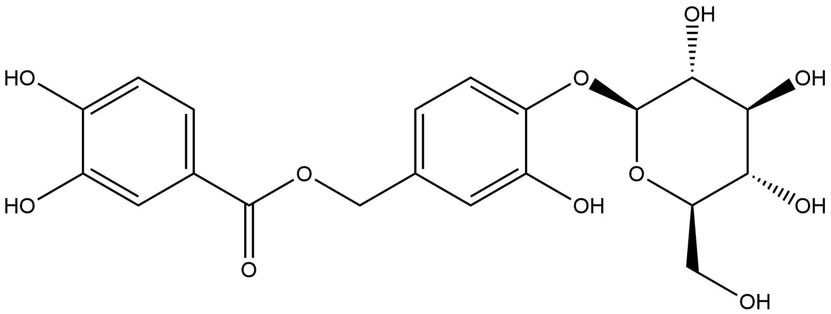 β-D-Glucopyranoside, 4-[[(3,4-dihydroxybenzoyl)oxy]methyl]-2-hydroxyphenyl Struktur