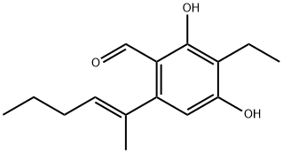 Benzaldehyde, 3-ethyl-2,4-dihydroxy-6-[(1E)-1-methyl-1-penten-1-yl]-,203051-01-8,结构式