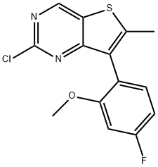 THIENO[3,2-D]PYRIMIDINE, 2-CHLORO-7-(4-FLUORO-2-METHOXYPHENYL)-6-METHYL- 结构式