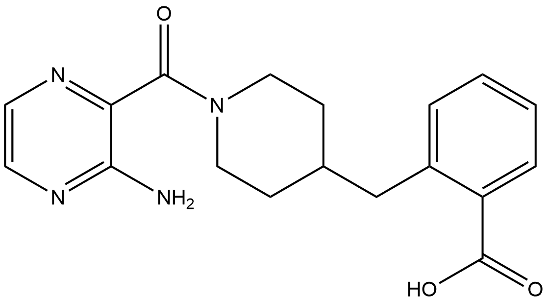 2-[[1-[(3-Amino-2-pyrazinyl)carbonyl]-4-piperidinyl]methyl]benzoic acid 结构式