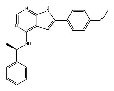 7H-Pyrrolo[2,3-d]pyrimidin-4-amine, 6-(4-methoxyphenyl)-N-[(1R)-1-phenylethyl]-,203724-37-2,结构式