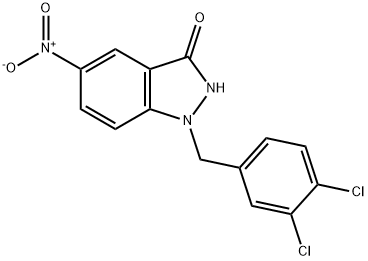3H-Indazol-3-one, 1-[(3,4-dichlorophenyl)methyl]-1,2-dihydro-5-nitro-,203865-57-0,结构式