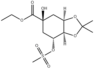 1,3-Benzodioxole-5-carboxylic acid, hexahydro-5-hydroxy-2,2-dimethyl-7-[(methylsulfonyl)oxy]-, ethyl ester, (3aR,5S,7R,7aR)- Structure