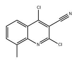 3-Quinolinecarbonitrile, 2,4-dichloro-8-methyl- Struktur