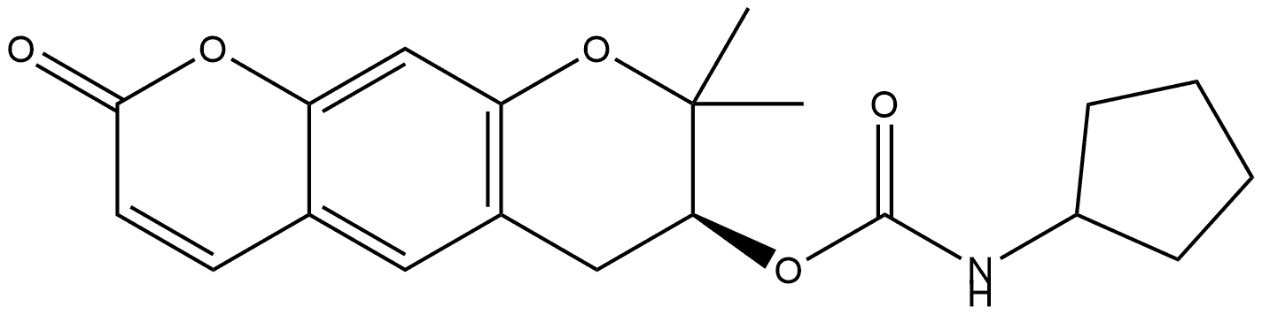 (7S)-7,8-Dihydro-8,8-dimethyl-2-oxo-2H,6H-benzo[1,2-b:5,4-b′]dipyran-7-yl N-cyclopentylcarbamate Struktur
