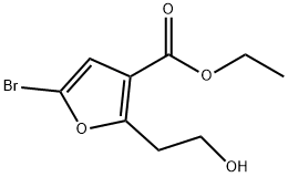 3-Furancarboxylic acid, 5-bromo-2-(2-hydroxyethyl)-, ethyl ester 化学構造式