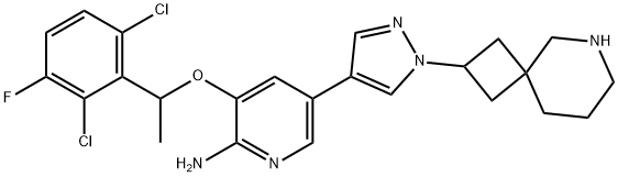 2044705-07-7 5-(1-(6-Azaspiro[3.5]nonan-2-yl)-1H-pyrazol-4-yl)-3-(1-(2,6-dichloro-3-fluorophenyl)ethoxy)pyridin-2-amine