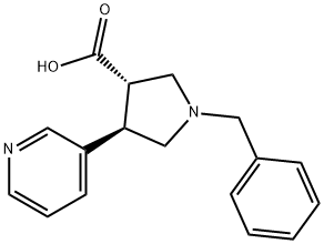 3-Pyrrolidinecarboxylic acid, 1-(phenylmethyl)-4-(3-pyridinyl)-, (3S,4R)- 结构式