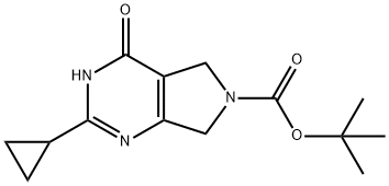 tert-Butyl 2-cyclopropyl-4-oxo-5,7-dihydro-3H-pyrrolo[3,4-d]pyrimidine-6(4H)-carboxylate 化学構造式