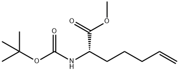 6-Heptenoic acid, 2-[[(1,1-dimethylethoxy)carbonyl]amino]-, methyl ester, (2S)-,204711-96-6,结构式