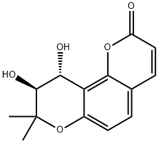 2H,8H-Benzo[1,2-b:3,4-b']dipyran-2-one, 9,10-dihydro-9,10-dihydroxy-8,8-dimethyl-, (9S,10R)- Structure