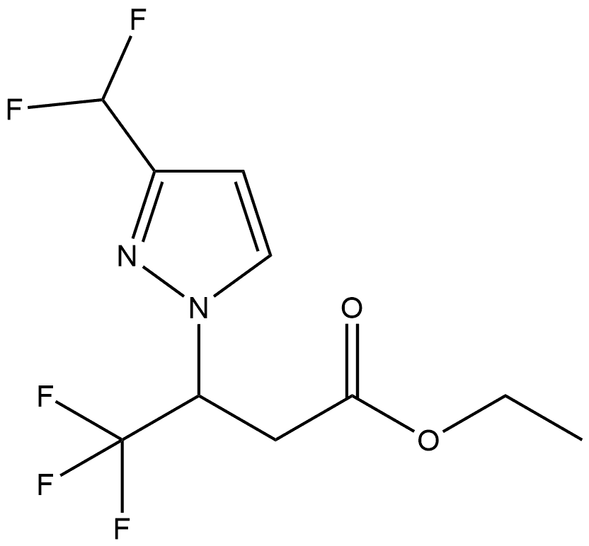 ethyl 3-[3-(difluoromethyl)-1H-pyrazol-1-yl]-4,4,4-trifluorobutanoate Struktur