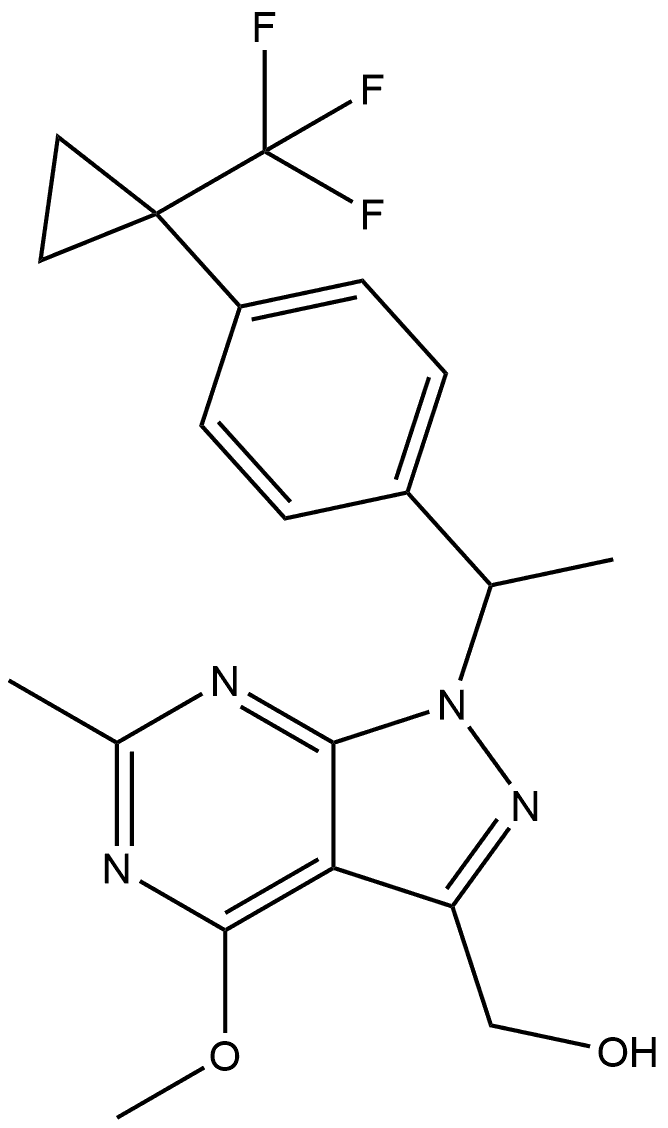 2055165-33-6 (4-methoxy-6-methyl-1-(1-(4-(1-(trifluoromethyl)cyclopropyl)phenyl)ethyl)-1H-pyrazolo[3,4-d]pyrimidin-3-yl)methanol