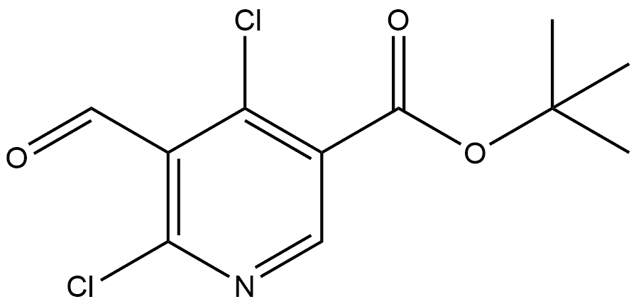1,1-二甲基乙基4,6-二氯-5-甲酰基-3-吡啶羧酸盐,2055277-71-7,结构式
