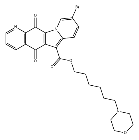 Indolizino[2,3-g]quinoline-6-carboxylic acid, 9-bromo-5,12-dihydro-5,12-dioxo-, 6-(4-morpholinyl)hexyl ester Structure