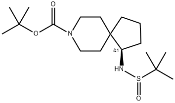 8-Azaspiro[4.5]decane-8-carboxylic acid, 1-[[(1,1-dimethylethyl)sulfinyl]amino]-, 1,1-dimethylethyl ester, (1R)- Structure