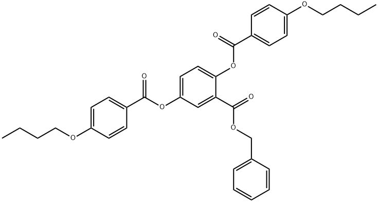 Benzoic acid, 2,5-bis[(4-butoxybenzoyl)oxy]-, phenylmethyl ester Structure