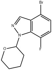 4-Bromo-7-fluoro-1-(tetrahydro-2H-pyran-2-yl)-1H-indazole Struktur