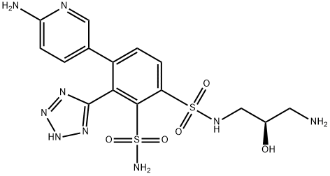 1,2-Benzenedisulfonamide, N1-[(2R)-3-amino-2-hydroxypropyl]-4-(6-amino-3-pyridinyl)-3-(2H-tetrazol-5-yl)- Struktur