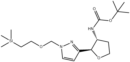 Tert-butyl N-[(2R,3R)-2-[1-(2-trimethylsilylethoxymethyl)pyrazol-3-yl]oxolan-3-yl]carbamate Struktur