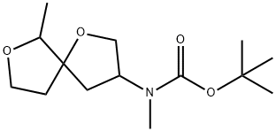 Tert-butyl N-methyl-N-(6-methyl-1,7-dioxaspiro[4.4]nonan-3-yl)carbamate 化学構造式