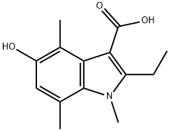 2-Ethyl-5-hydroxy-1,4,7-trimethylindole-3-carboxylic acid 化学構造式