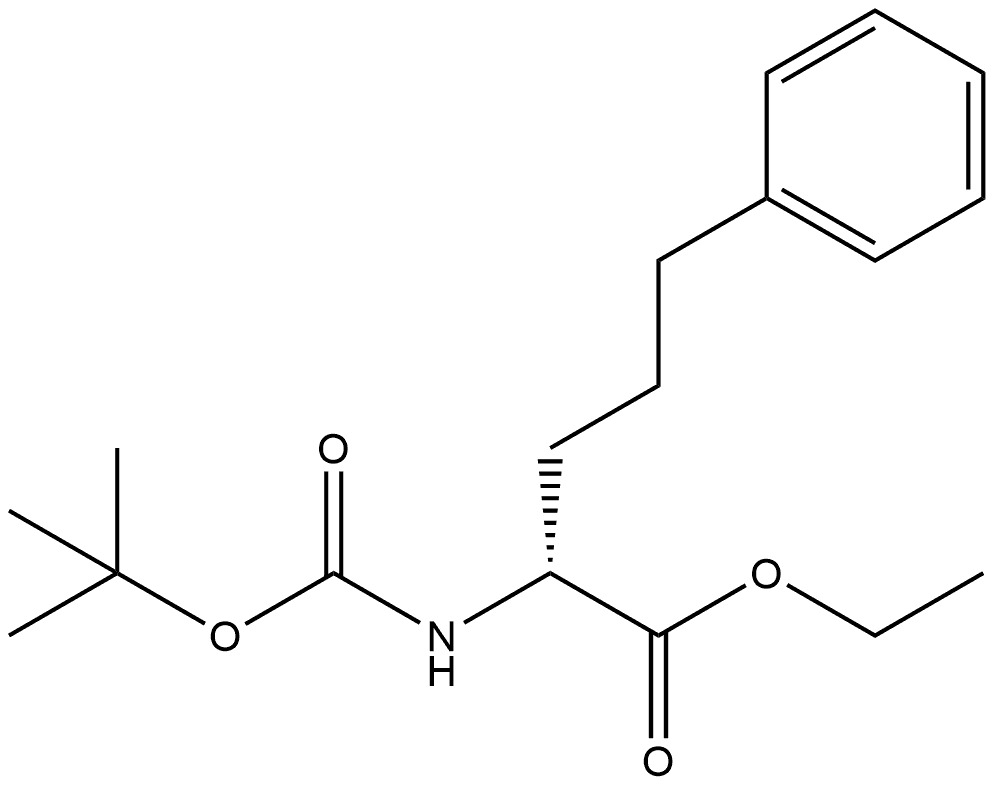Benzenepentanoic acid, α-[[(1,1-dimethylethoxy)carbonyl]amino]-, ethyl ester, (αR)- 化学構造式