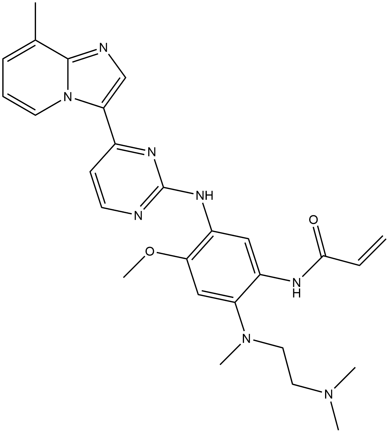 2-Propenamide, N-[2-[[2-(dimethylamino)ethyl]methylamino]-4-methoxy-5-[[4-(8-methylimidazo[1,2-a]pyridin-3-yl)-2-pyrimidinyl]amino]phenyl]- Struktur