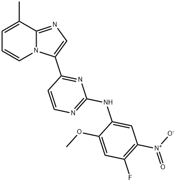2-Pyrimidinamine, N-(4-fluoro-2-methoxy-5-nitrophenyl)-4-(8-methylimidazo[1,2-a]pyridin-3-yl)- 结构式