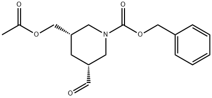 1-Piperidinecarboxylic acid, 3-[(acetyloxy)methyl]-5-formyl-, phenylmethyl ester, (3S,5R)- 结构式