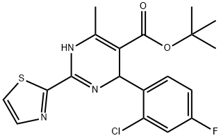 5-Pyrimidinecarboxylic acid, 4-(2-chloro-4-fluorophenyl)-1,4-dihydro-6-methyl-2-(2-thiazolyl)-, 1,1-dimethylethyl ester,2067375-34-0,结构式