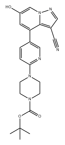 1-Piperazinecarboxylic acid, 4-[5-(3-cyano-6-hydroxypyrazolo[1,5-a]pyridin-4-yl)-2-pyridinyl]-, 1,1-dimethylethyl ester Structure