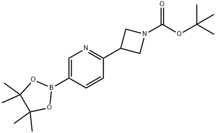 1-Azetidinecarboxylic acid, 3-[5-(4,4,5,5-tetramethyl-1,3,2-dioxaborolan-2-yl)-2-pyridinyl]-, 1,1-dimethylethyl ester 化学構造式