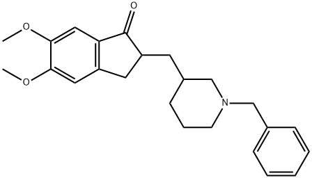 1H-Inden-1-one, 2,3-dihydro-5,6-dimethoxy-2-[[1-(phenylmethyl)-3-piperidinyl]methyl]- 化学構造式